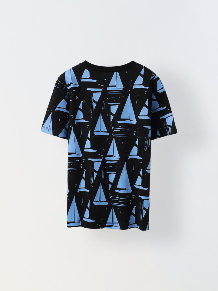 Black Ship Illustrator printed T-shirt