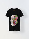 Black Half Sleeve Printed T-shirt
