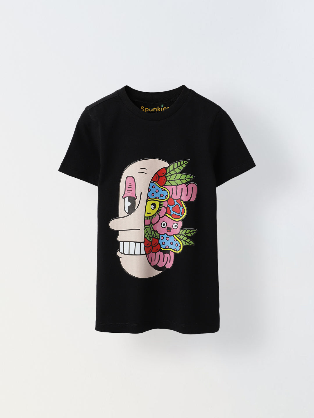 Black Half Sleeve Printed T-shirt
