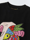 Black Half Sleeve Printed T-shirt