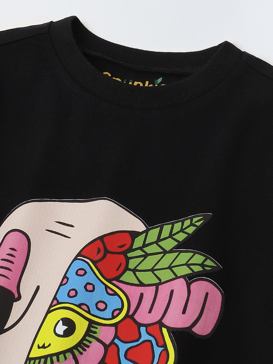 Black Half Sleeve Printed T-shirt