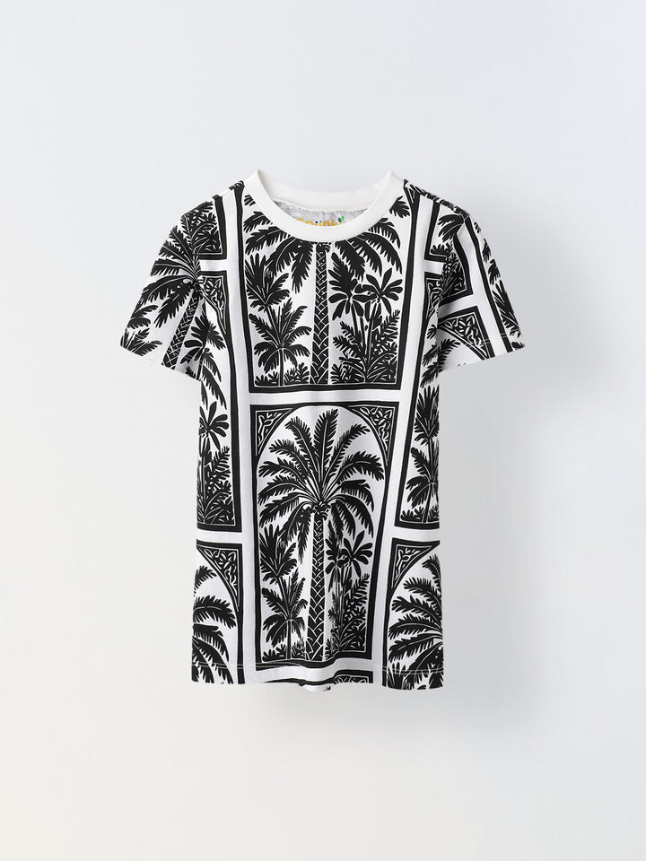 Black & White Palm Print T-shirt