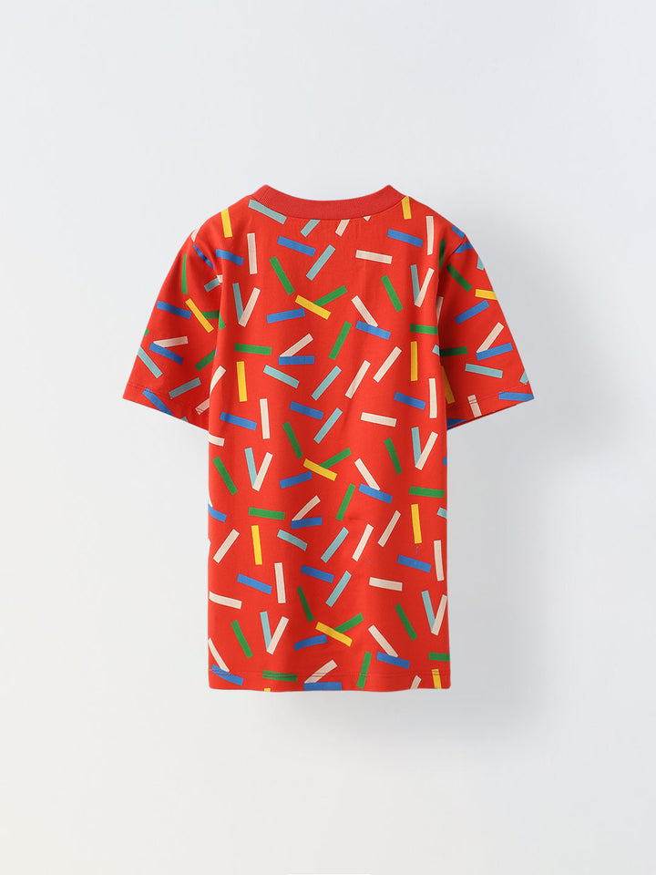 Red Confetti Print T-shirt