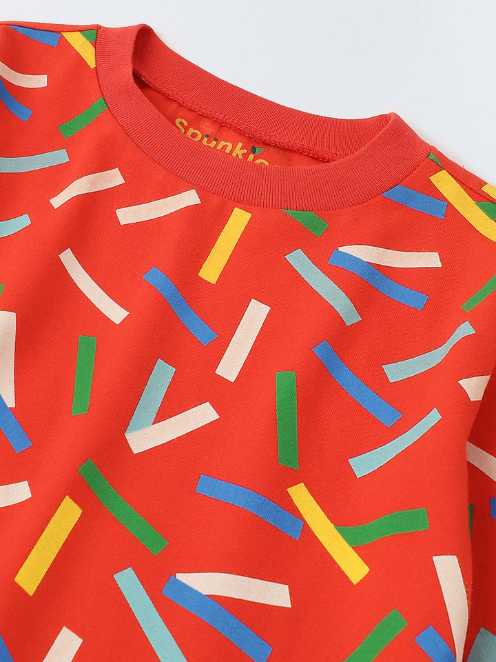 Red Confetti Print T-shirt