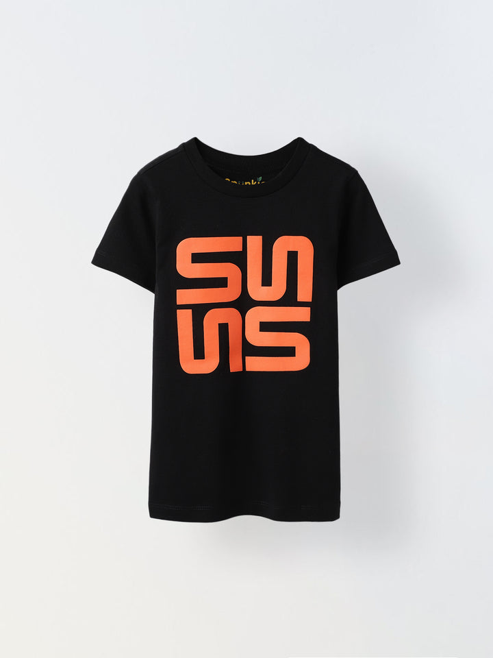 Black Half Sleeve Printed T-shirt