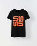 Black Half Sleeve Printed T-shirt