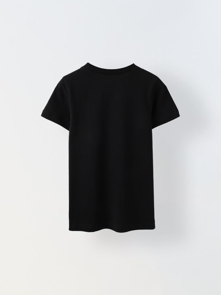 Black Half Sleeve Printed T-shirt