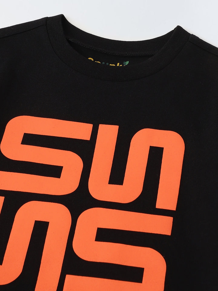 Black Half Sleeve Printed T-shirt