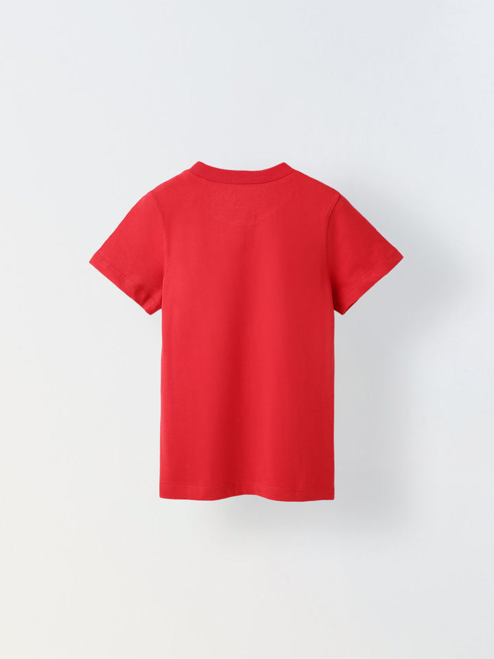 Red "Lucky Me" Print Half Sleeve T-shirt