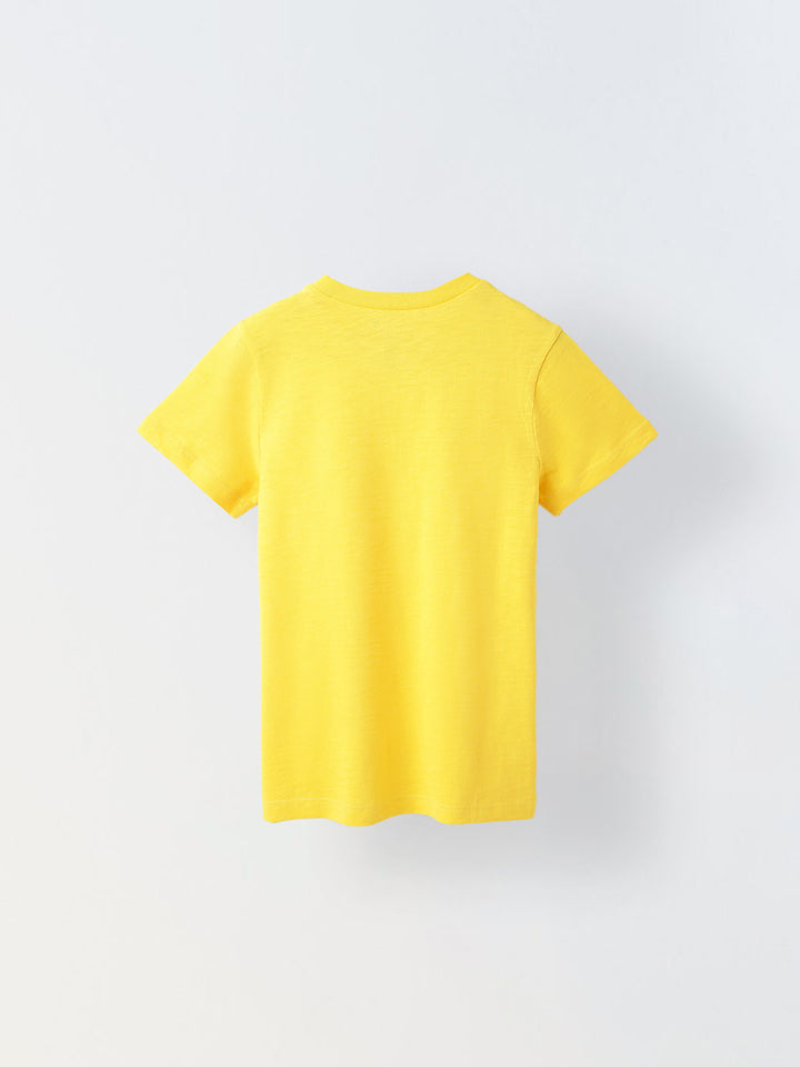 Yellow Solid Round Neck T-shirt- Boys
