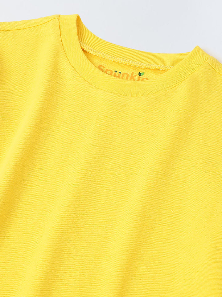 Yellow Solid Round Neck T-shirt- Boys