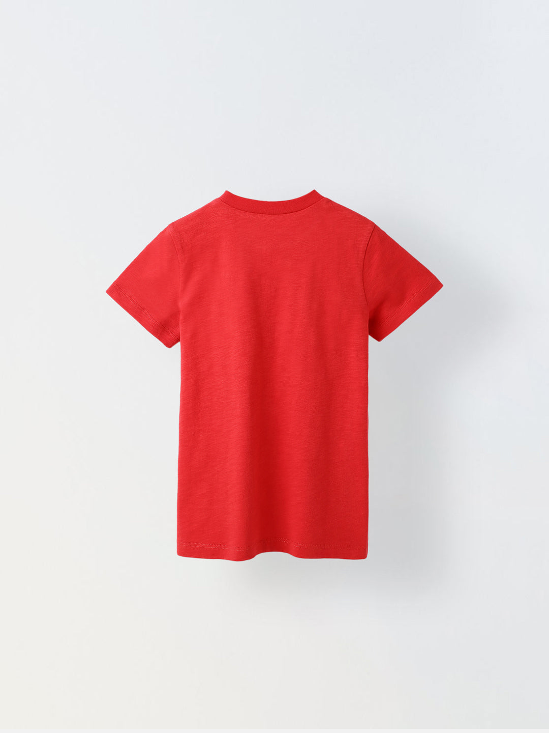 Red Solid Round Neck T-shirt- Boys