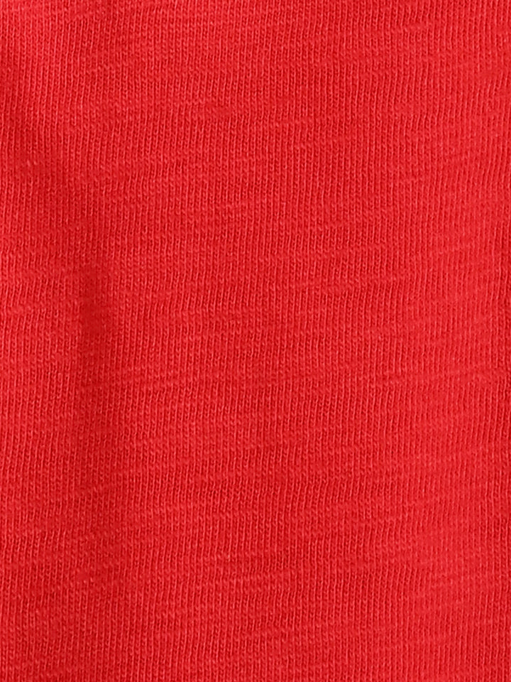 Red Solid Round Neck T-shirt- Boys