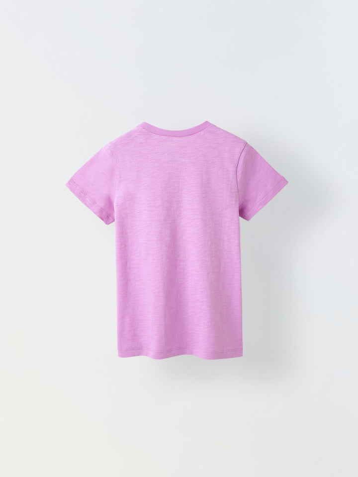 Purple Solid Round Neck T-shirt- Boys