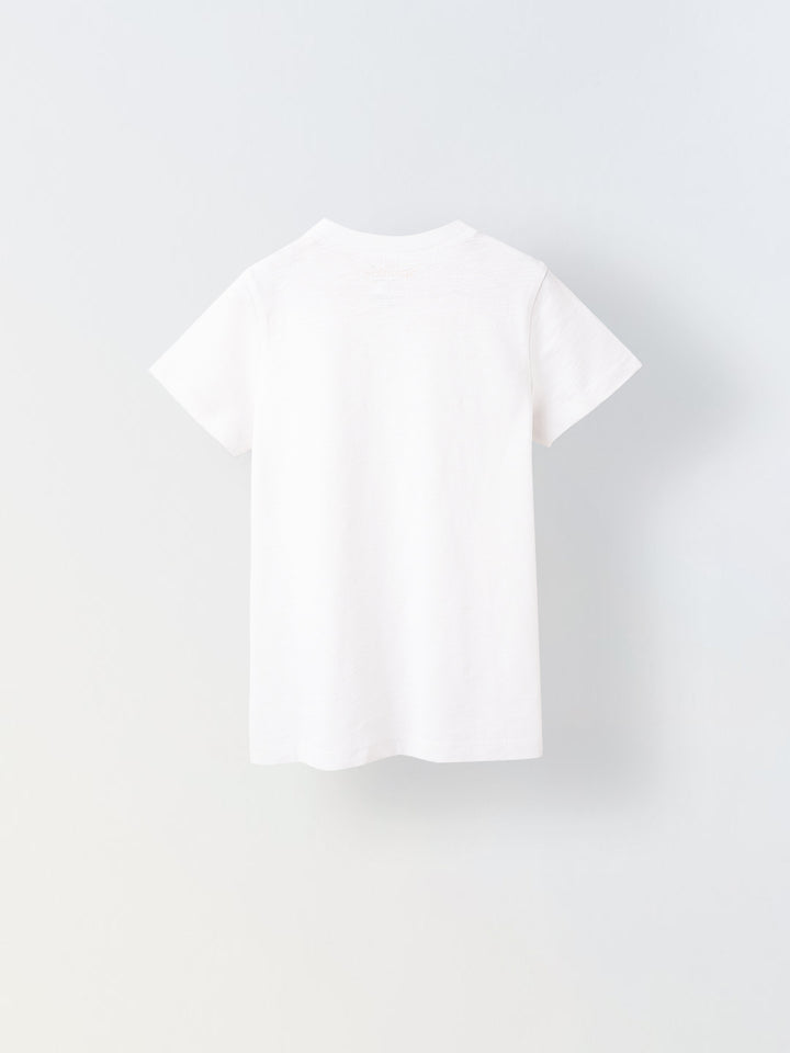 White Solid Round Neck T-shirt- Boys