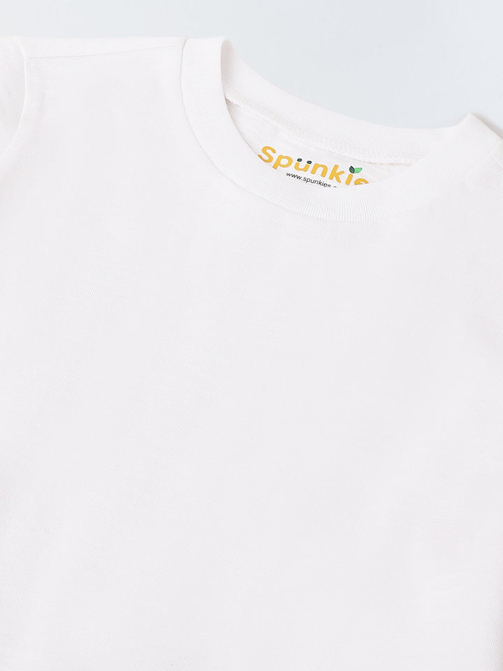 White Solid Round Neck T-shirt- Boys