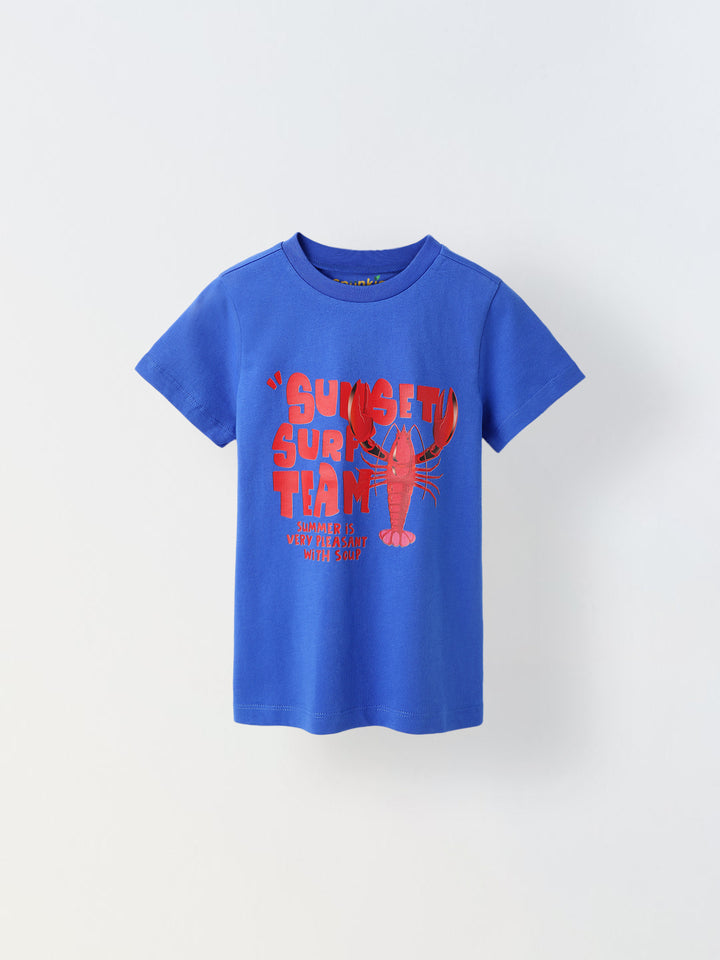 Blue Printed Half Sleeve T-shirt