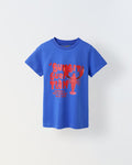 Blue Printed Half Sleeve T-shirt