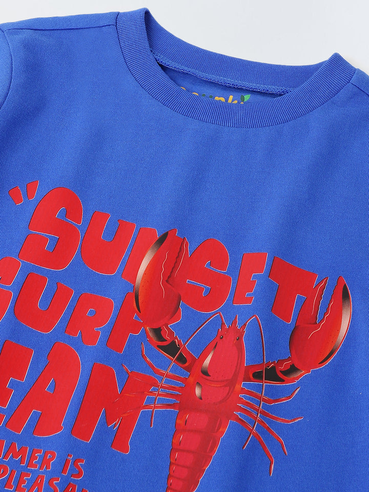 Blue Printed Half Sleeve T-shirt