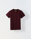 Wine Solid Round Neck T-shirt- Boys