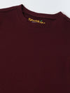 Wine Solid Round Neck T-shirt- Boys