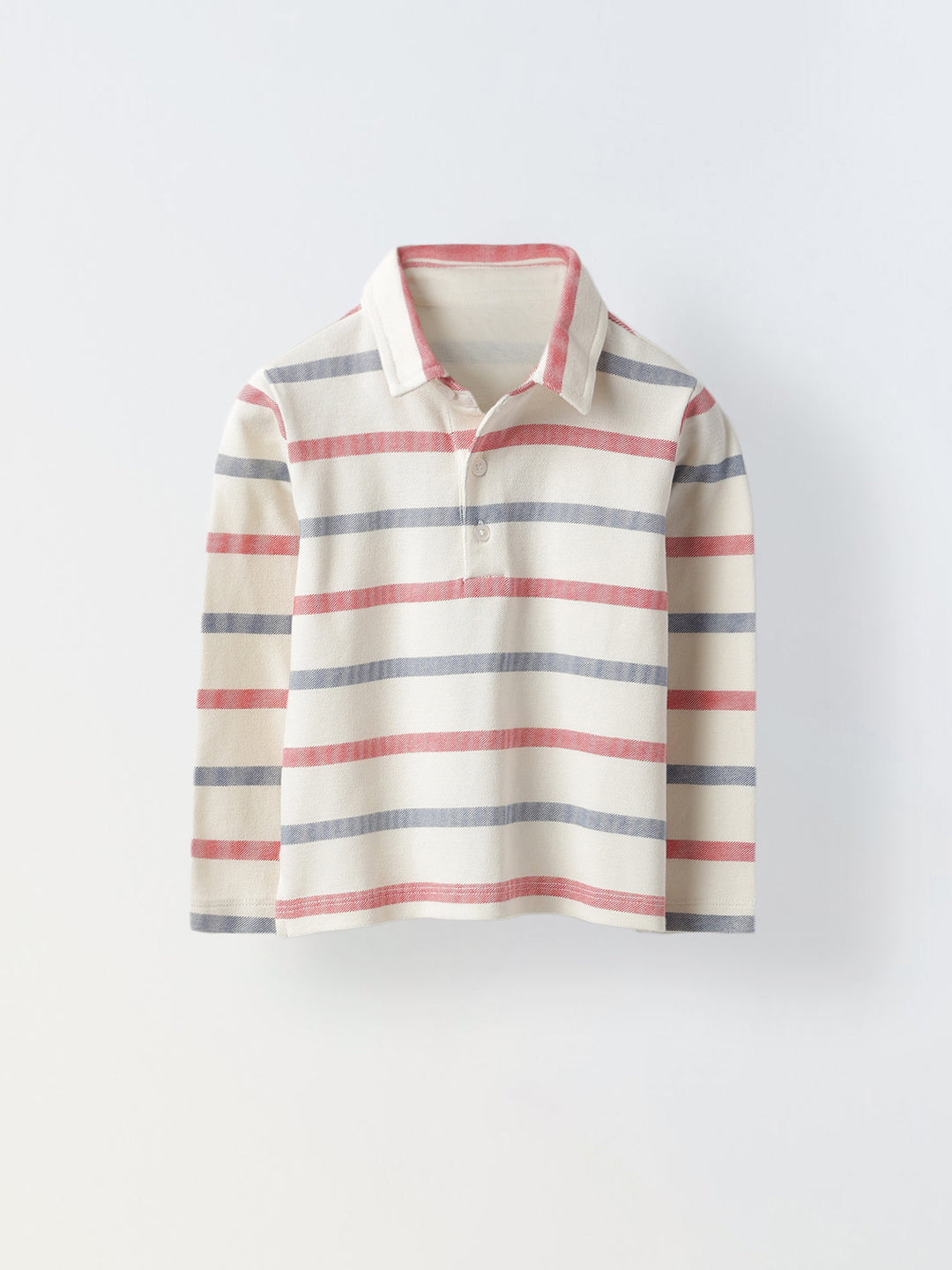 Boys White Collar Neck Striped Polo T-Shirt