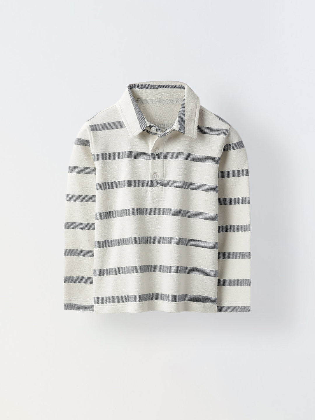Boys White Collar Neck Striped Polo T-Shirt