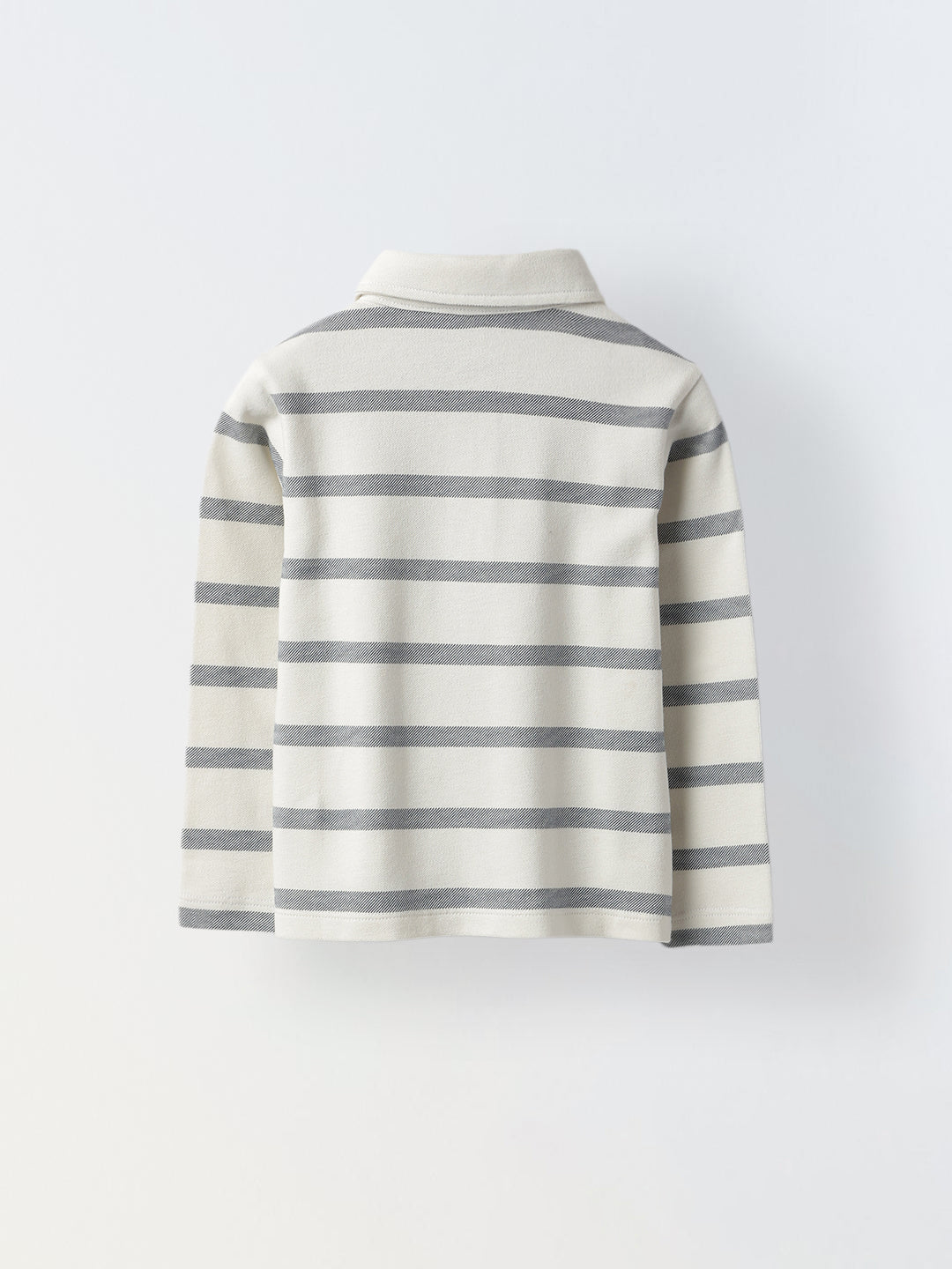 Boys White Collar Neck Striped Polo T-Shirt