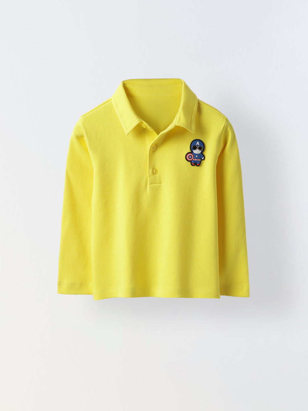 Boys Yellow Collar Neck Polo T-Shirt with Patch