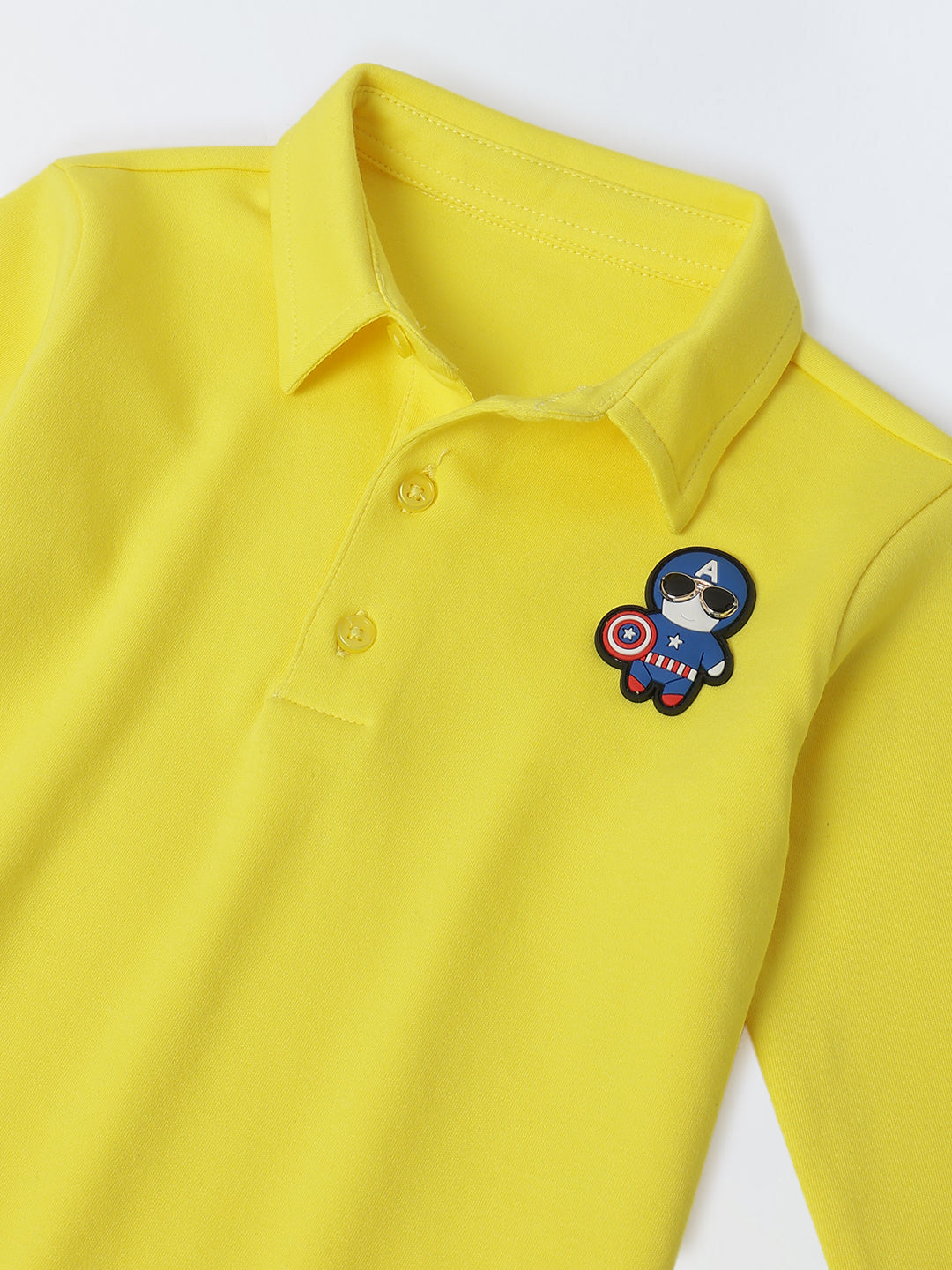 Boys Yellow Collar Neck Polo T-Shirt with Patch