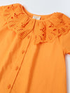 Orange Eyelet Lace Ruffle Dress-Girls.