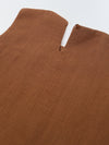 Girls Brown Cotton Round Neck Solid Co-Ord Set