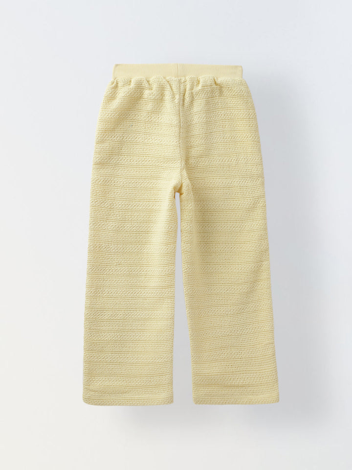 Ecru Woven Cotton Co-Ord Set For Kids Girl