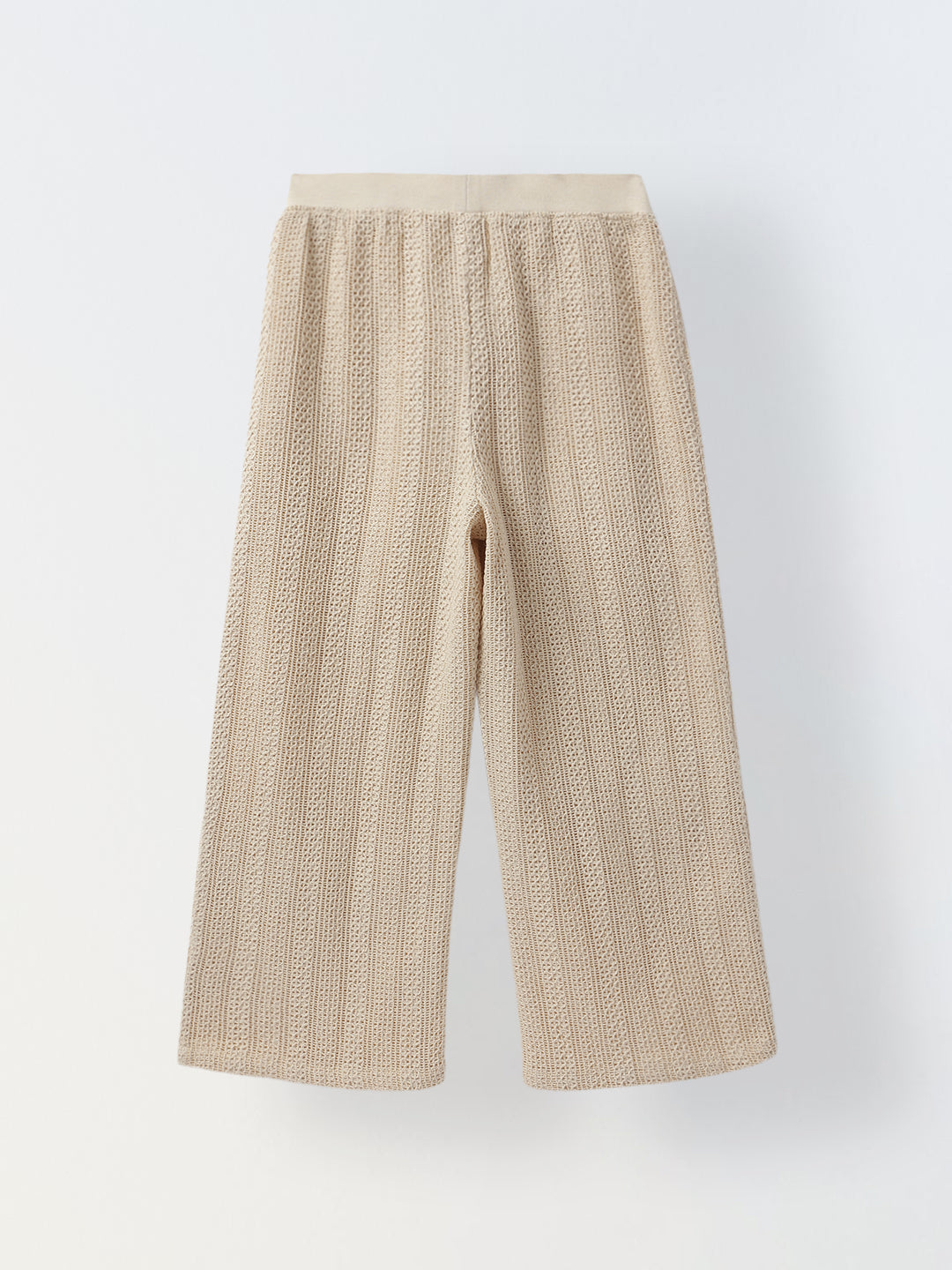 Beige Cotton Stiped Crochet CO-Ord Set For Girls