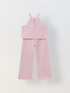 Spunkies Girls Pink Crochet Halter Neck Sleeveless Top and Trousers Set