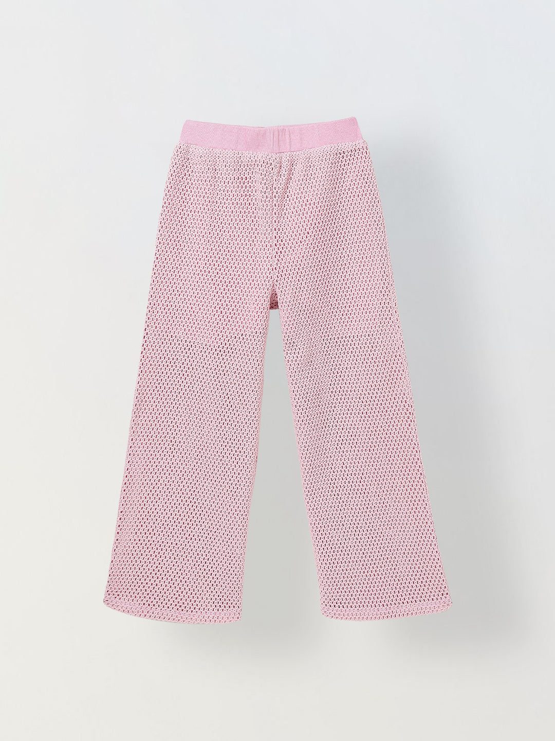 Spunkies Girls Pink Crochet Halter Neck Sleeveless Top and Trousers Set