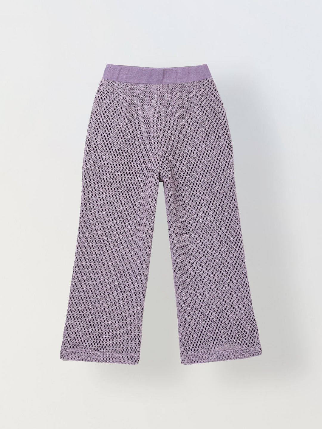 Spunkies Girls Purple Crochet Halter Neck Sleeveless Top and Trousers Set