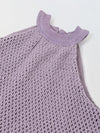 Spunkies Girls Purple Crochet Halter Neck Sleeveless Top and Trousers Set