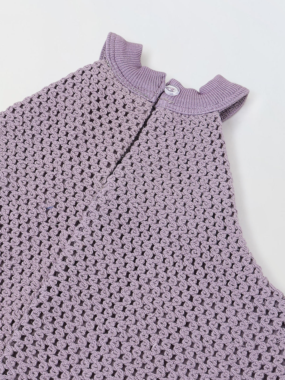 Spunkies Girls Purple Crochet Halter Neck Sleeveless Top and Trousers Set
