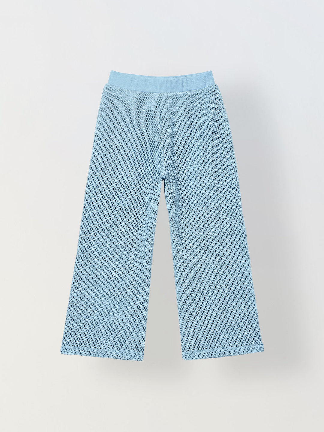 Spunkies Girls Blue Crochet Halter Neck Sleeveless Top and Trousers Set