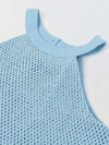 Spunkies Girls Blue Crochet Halter Neck Sleeveless Top and Trousers Set