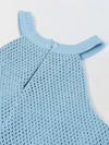 Spunkies Girls Blue Crochet Halter Neck Sleeveless Top and Trousers Set
