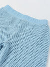 Spunkies Girls Blue Crochet Halter Neck Sleeveless Top and Trousers Set