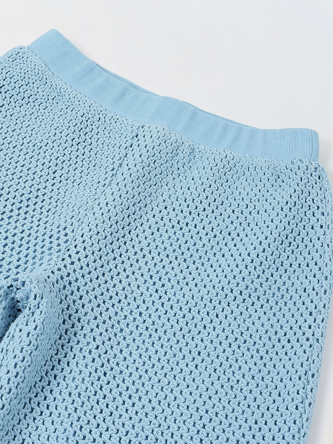 Spunkies Girls Blue Crochet Halter Neck Sleeveless Top and Trousers Set