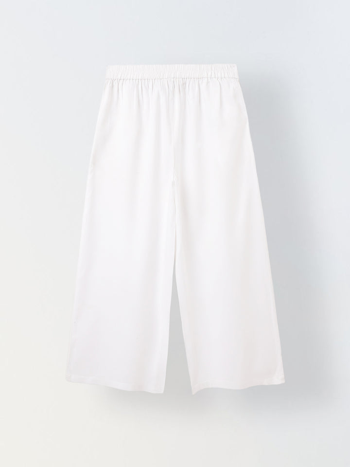 Girls White Embroidered Sleeveless Co-Ord Set