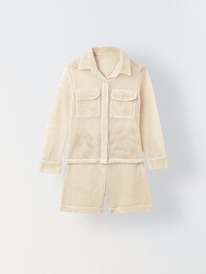 Beige Corsia Co-Ord Set-Girls