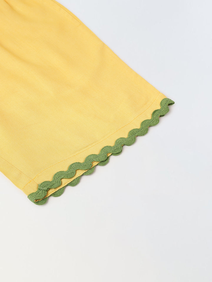 Yellow Cotton Shirt and Short Co-Ord Set-Girls