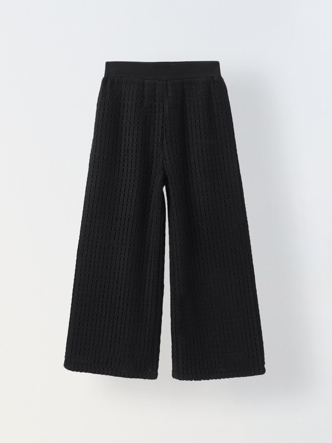 Girls Black Cotton Crochet Co-Ord Set