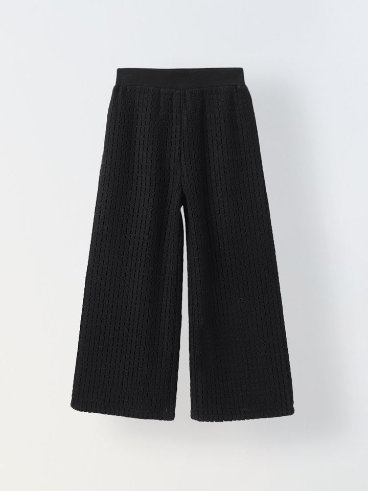 Girls Black Cotton Crochet Co-Ord Set