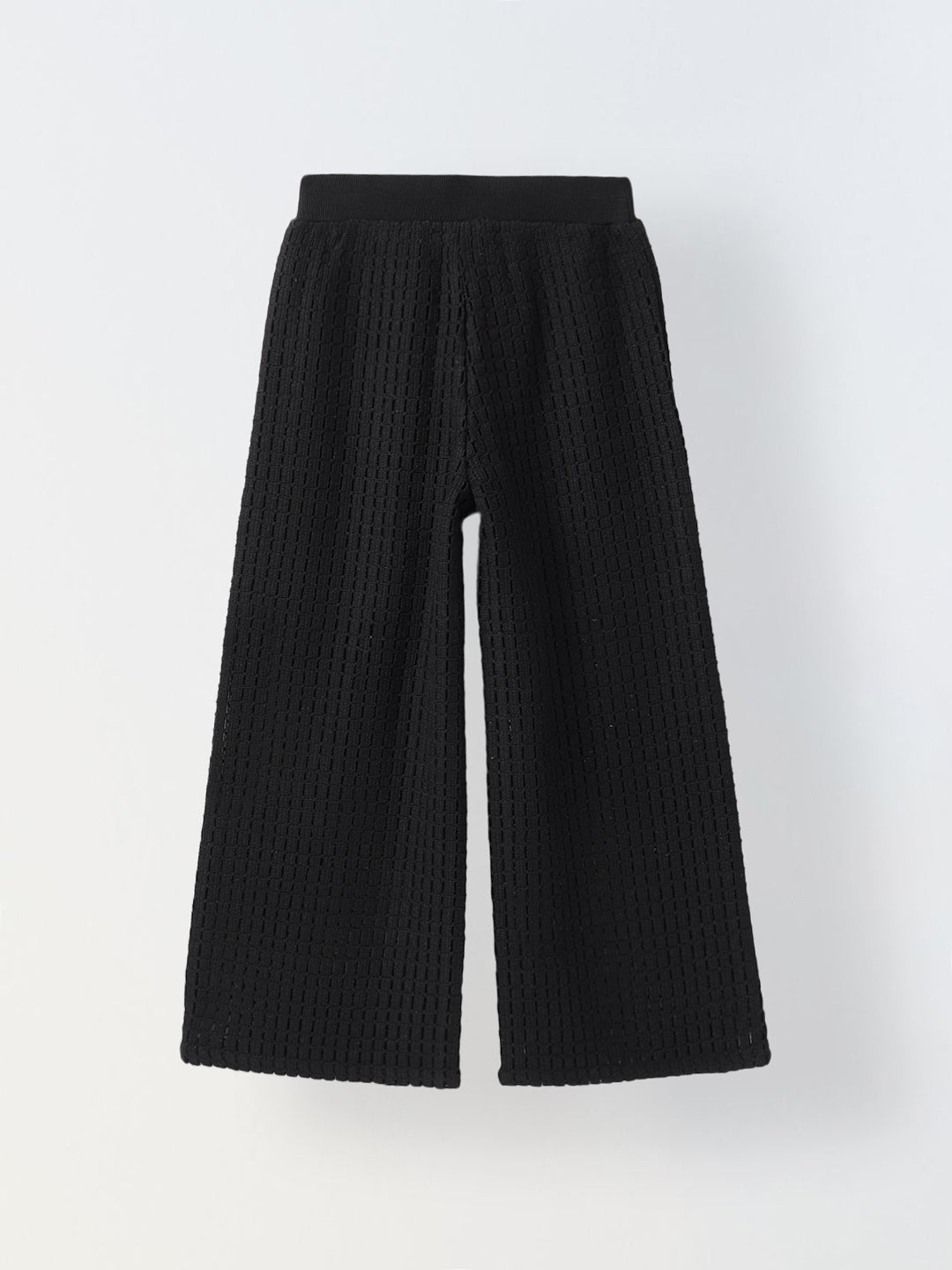 Girls Black Cotton Crochet Co-Ord Set